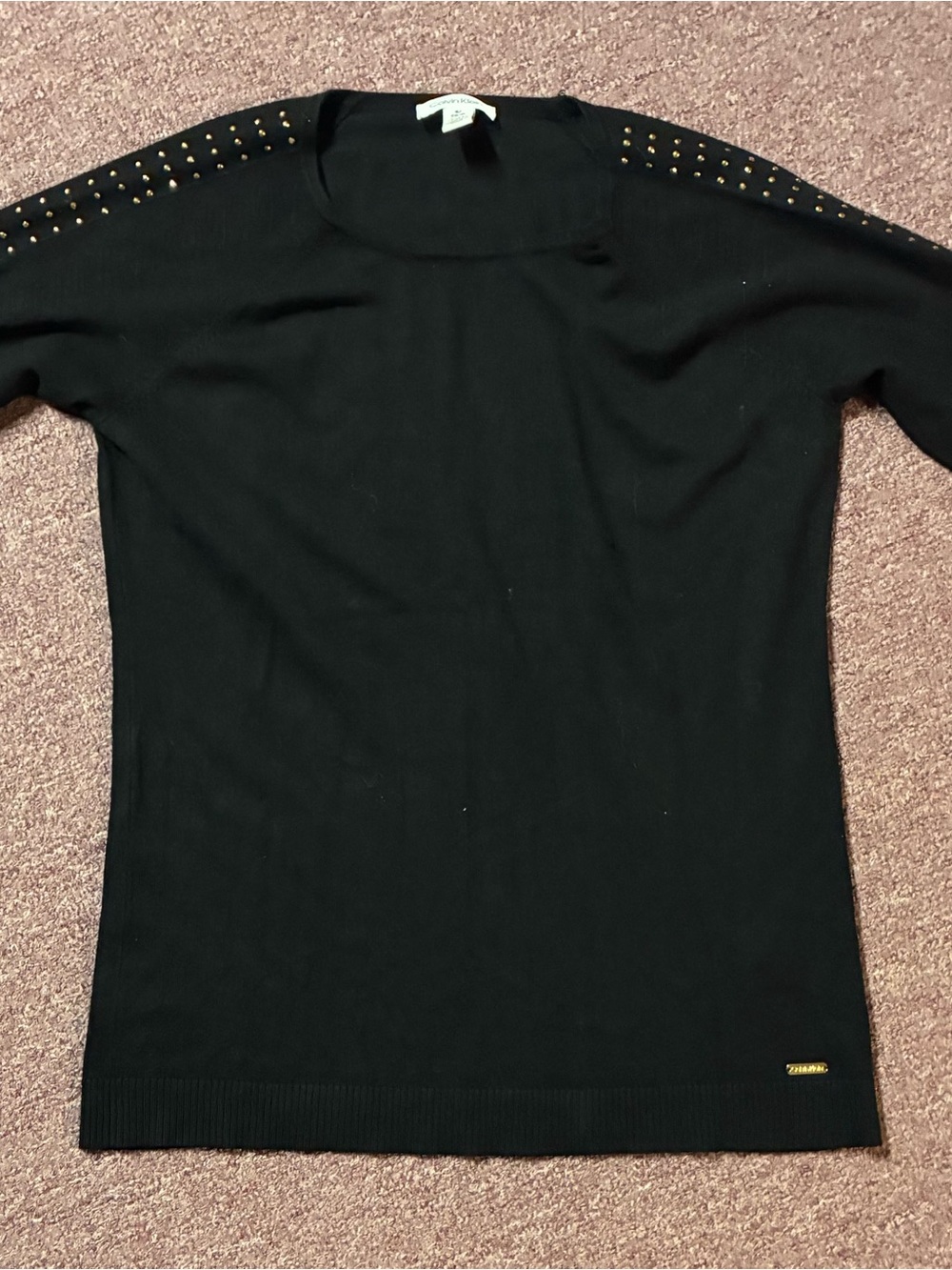 Calvin Klein Black Stud-Accent Crewneck Sweater